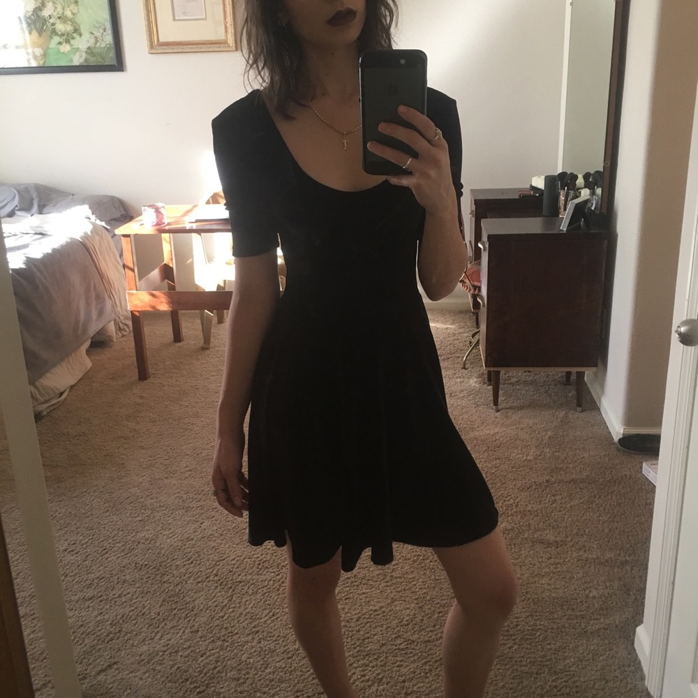 SOLD Scoop Neck Black Velvet Kimchi Blue Dress XS